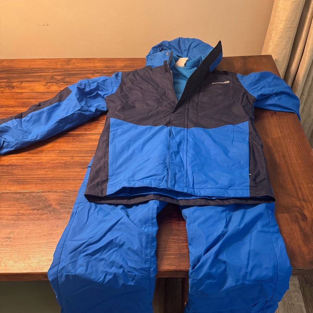 Kids Columbia Blue Interchange Ski set. Size L 12-14